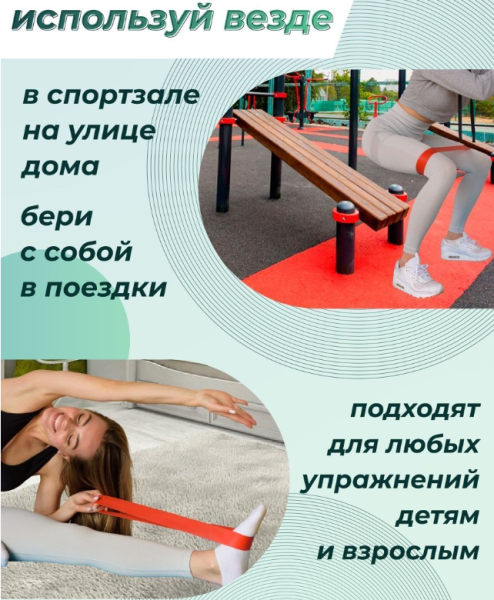 Набор эспандеров OnliTop для фитнесса из латекса 5 шт. / Резинки, 5 уровней нагрузки